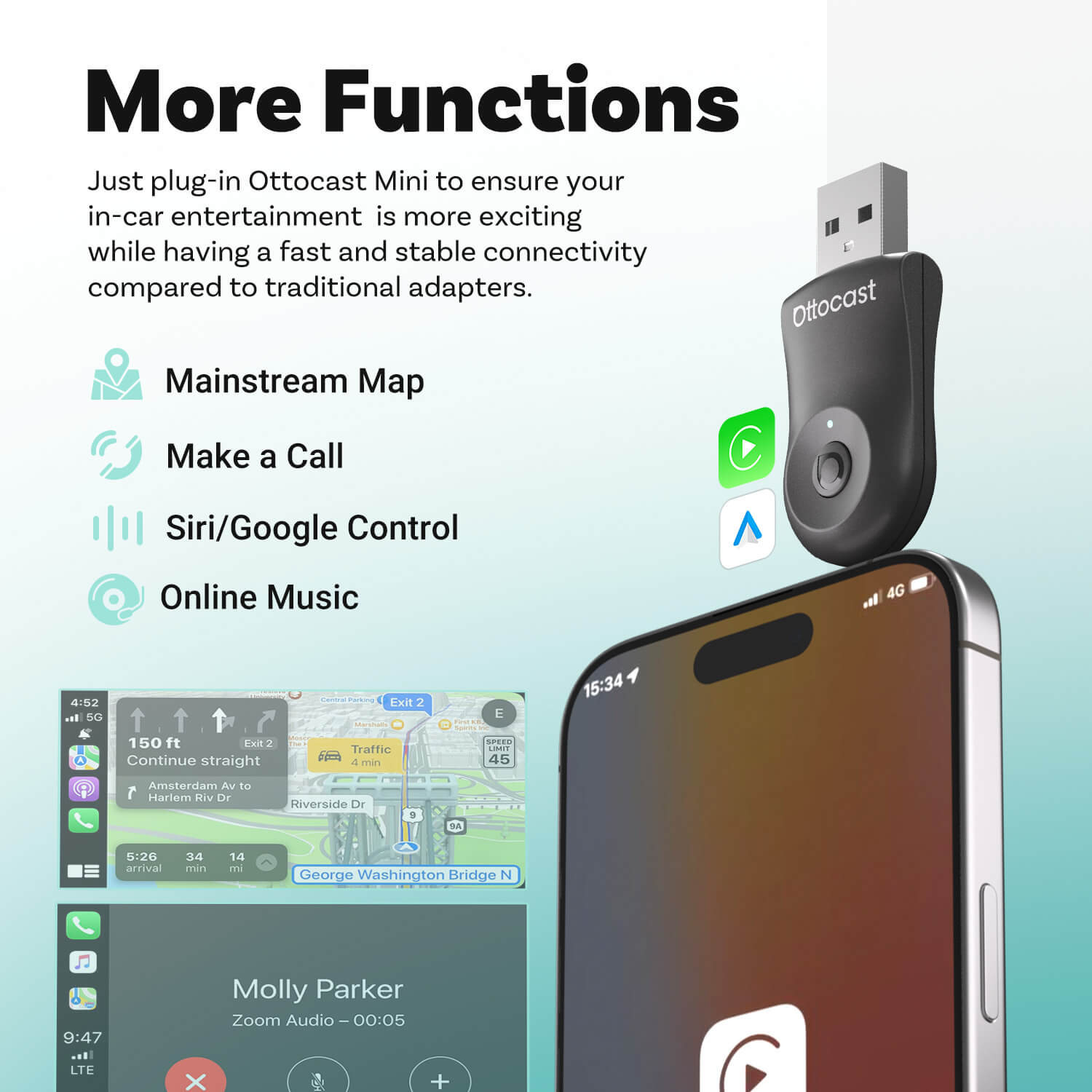 🎉Today Special Offer🎉Mini Wireless CarPlay/Android Auto 2 in 1 Adapter